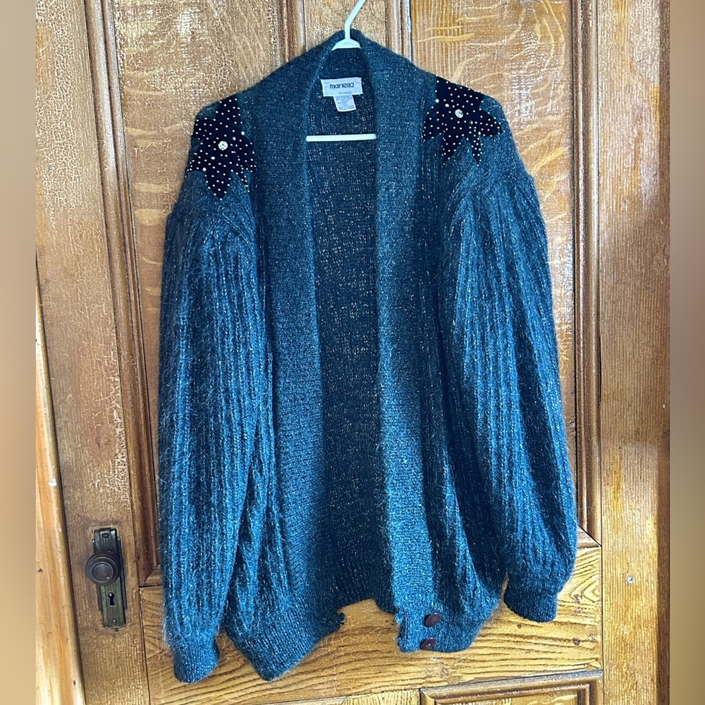 Vintage Mariella Green Mohair Cardigan